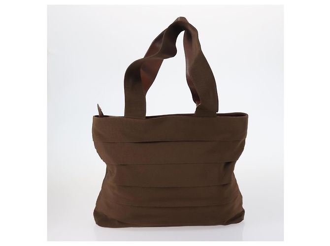Borsa a Spalla Salvatore Ferragamo in Pelle Nylon 2Set Beige Marrone Auth 141558 - vista 3