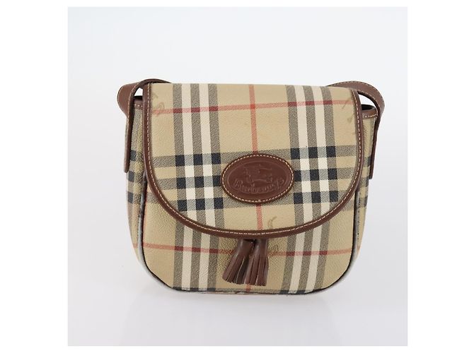 Autre Marque Borsa a Spalla Burberrys Nova Check in Pelle 3 Set Beige Marrone Nero Auth BA5851 - vista 9