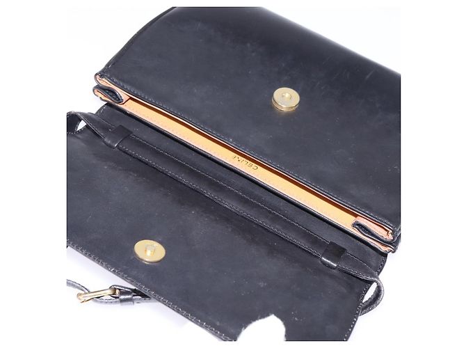 Céline Schultertasche aus Leder Schwarz Gold Auth BA6109 Golden - Ansicht 9