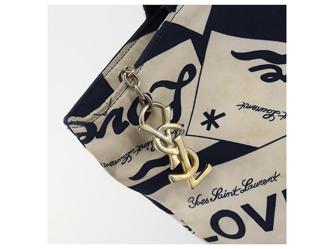 SAINT LAURENT Borsa a mano in nylon blu navy Auth bs29699 - vista 10