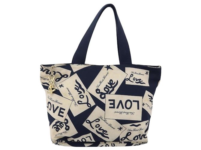 SAINT LAURENT Borsa a mano in nylon blu navy Auth bs29699 - vista 13