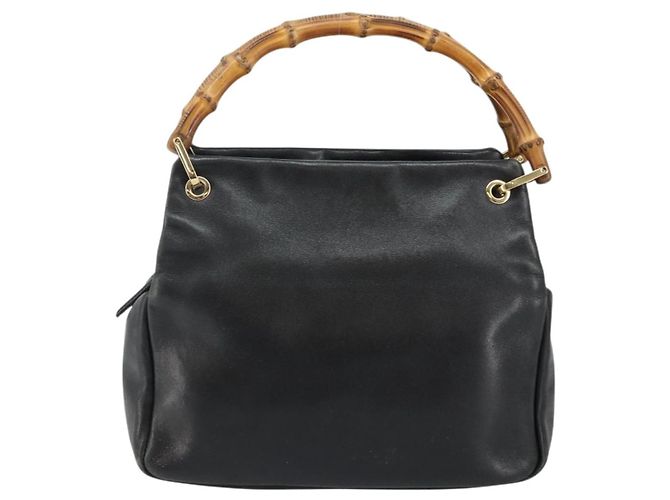 Borsa a mano in pelle Gucci Bamboo nera e oro 000 2865 0575 Auth 143348 Nero D'oro - vista 13
