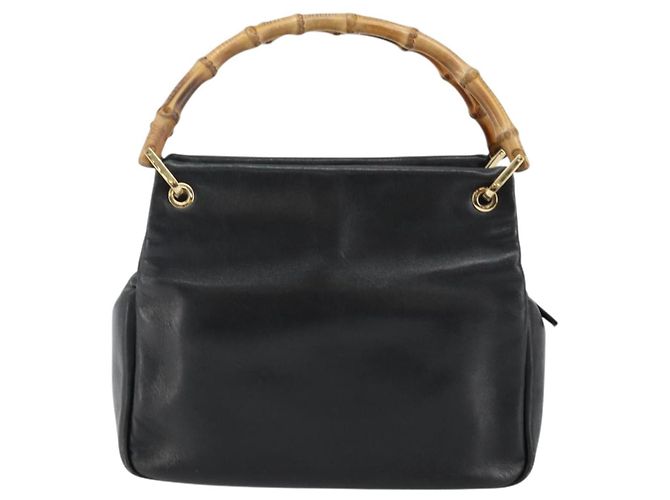 Borsa a mano in pelle Gucci Bamboo nera e oro 000 2865 0575 Auth 143348 Nero D'oro - vista 2