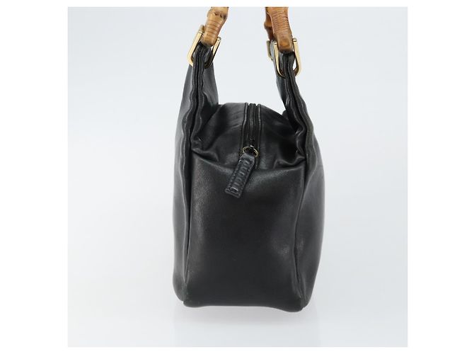 Borsa a mano in pelle Gucci Bamboo nera e oro 000 2865 0575 Auth 143348 Nero D'oro - vista 4