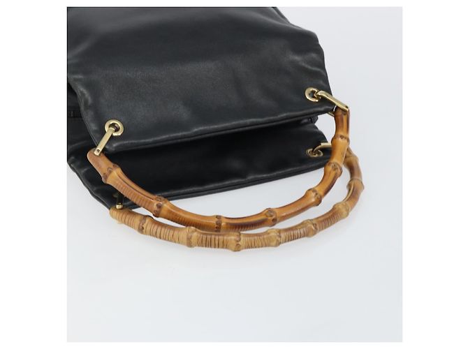 Borsa a mano in pelle Gucci Bamboo nera e oro 000 2865 0575 Auth 143348 Nero D'oro - vista 7