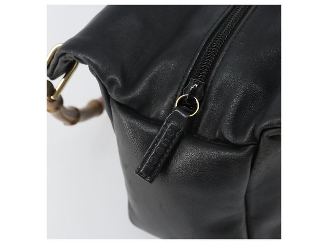 Borsa a mano in pelle Gucci Bamboo nera e oro 000 2865 0575 Auth 143348 Nero D'oro - vista 9