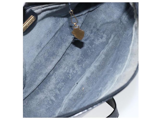 Gucci Bolsa de Ombro Micro GG Supreme PVC Navy Gold 001 115 0918 Auth 143245 Dourado Azul marinho - vista 11