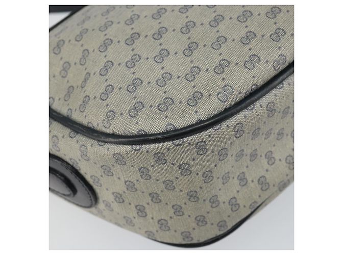 Gucci Bolsa de Ombro Micro GG Supreme PVC Navy Gold 001 115 0918 Auth 143245 Dourado Azul marinho - vista 14