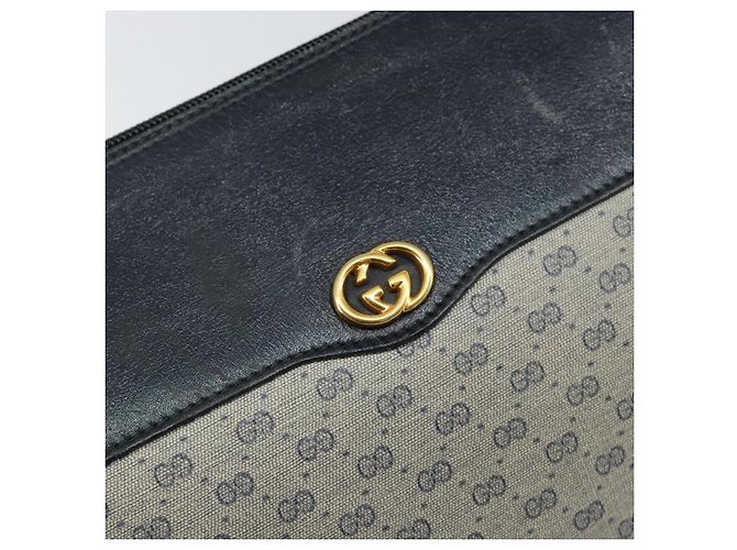 Gucci Bolsa de Ombro Micro GG Supreme PVC Navy Gold 001 115 0918 Auth 143245 Dourado Azul marinho - vista 17