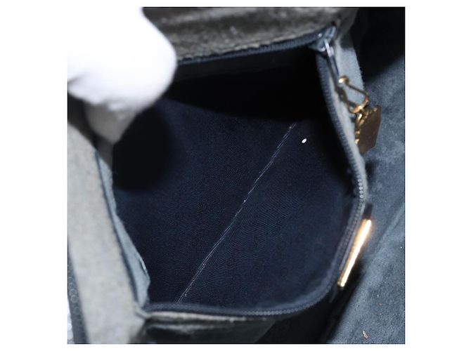 Gucci Bolsa de Ombro Micro GG Supreme PVC Navy Gold 001 115 0918 Auth 143245 Dourado Azul marinho - vista 21