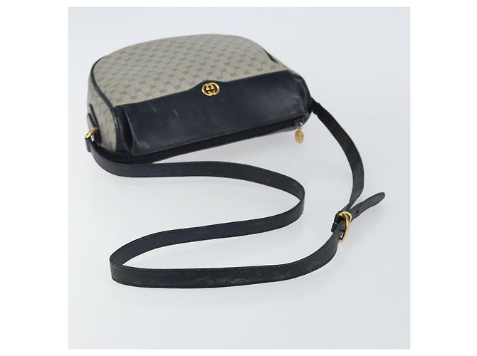 Gucci Bolsa de Ombro Micro GG Supreme PVC Navy Gold 001 115 0918 Auth 143245 Dourado Azul marinho - vista 7