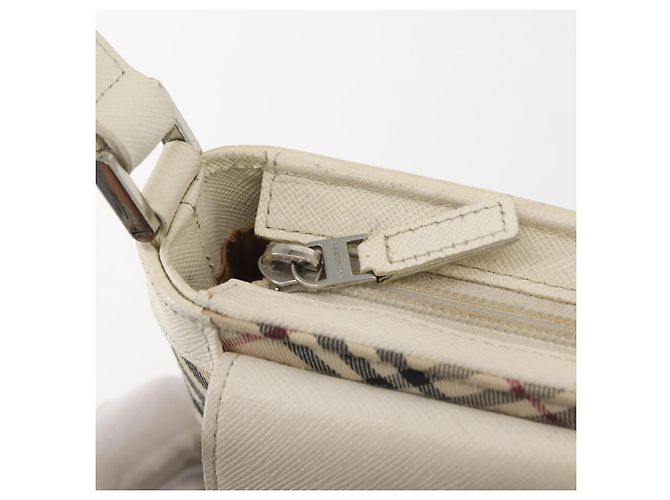 Borsa a Spalla Nova Check in Tela e Pelle Bianca Argento Auth BA6464 di BURBERRY Bianco - vista 10