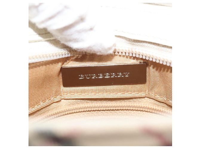 Borsa a Spalla Nova Check in Tela e Pelle Bianca Argento Auth BA6464 di BURBERRY Bianco - vista 11