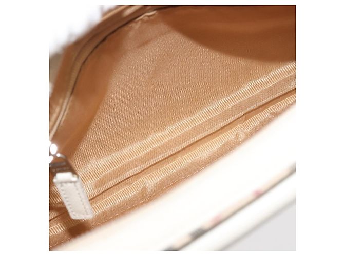 Borsa a Spalla Nova Check in Tela e Pelle Bianca Argento Auth BA6464 di BURBERRY Bianco - vista 12
