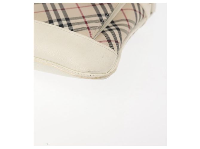 Borsa a Spalla Nova Check in Tela e Pelle Bianca Argento Auth BA6464 di BURBERRY Bianco - vista 14