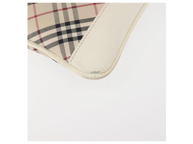 Borsa a Spalla Nova Check in Tela e Pelle Bianca Argento Auth BA6464 di BURBERRY Bianco - vista 15