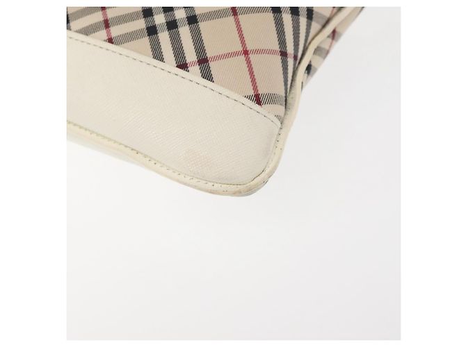 Borsa a Spalla Nova Check in Tela e Pelle Bianca Argento Auth BA6464 di BURBERRY Bianco - vista 16