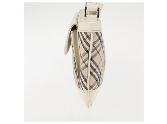 Borsa a Spalla Nova Check in Tela e Pelle Bianca Argento Auth BA6464 di BURBERRY Bianco - vista 3