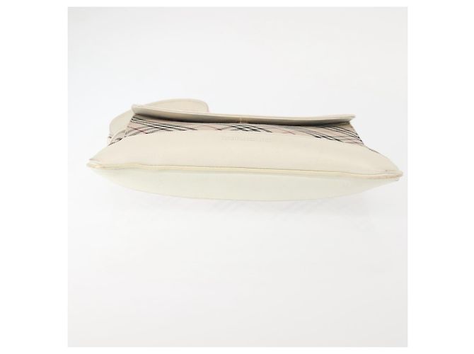 Borsa a Spalla Nova Check in Tela e Pelle Bianca Argento Auth BA6464 di BURBERRY Bianco - vista 5