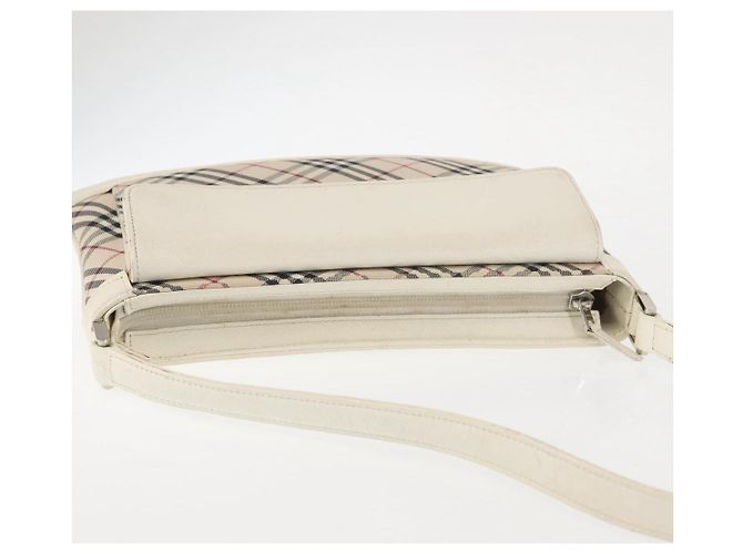 Borsa a Spalla Nova Check in Tela e Pelle Bianca Argento Auth BA6464 di BURBERRY Bianco - vista 6