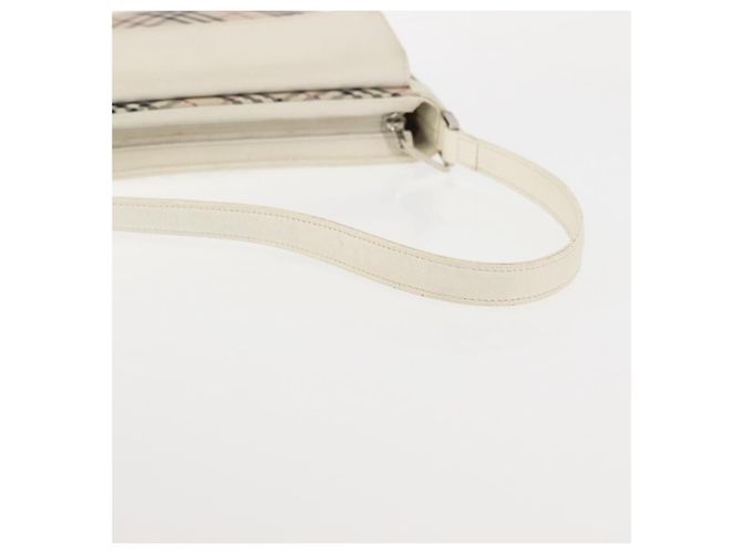 Borsa a Spalla Nova Check in Tela e Pelle Bianca Argento Auth BA6464 di BURBERRY Bianco - vista 7