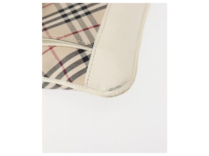 Borsa a Spalla Nova Check in Tela e Pelle Bianca Argento Auth BA6464 di BURBERRY Bianco - vista 9