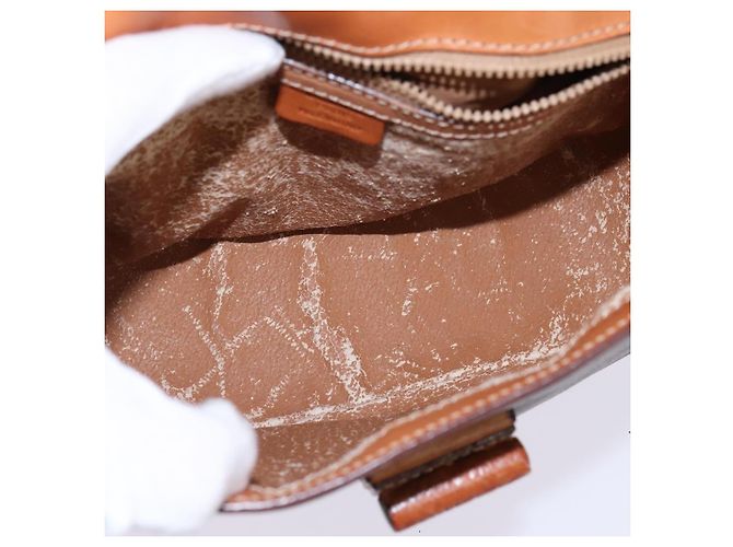 Céline Borsa a Spalla in Tela Macadam CELINE in Pelle PVC Marrone Oro Auth 145772 D'oro - vista 11
