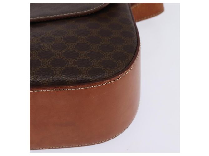 Céline Borsa a Spalla in Tela Macadam CELINE in Pelle PVC Marrone Oro Auth 145772 D'oro - vista 14
