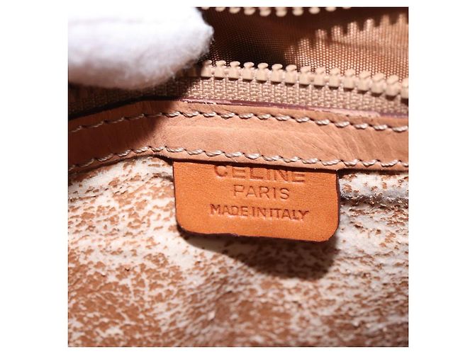 Céline Borsa a Spalla in Tela Macadam CELINE in Pelle PVC Marrone Oro Auth 145772 D'oro - vista 18