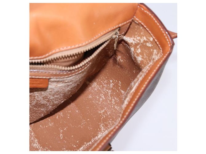 Céline Borsa a Spalla in Tela Macadam CELINE in Pelle PVC Marrone Oro Auth 145772 D'oro - vista 19