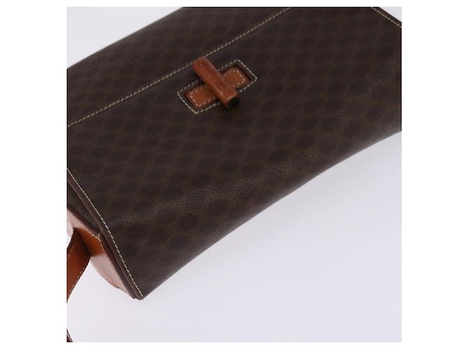 Céline Borsa a Spalla in Tela Macadam CELINE in Pelle PVC Marrone Oro Auth 145772 D'oro - vista 6