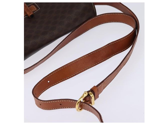 Céline Borsa a Spalla in Tela Macadam CELINE in Pelle PVC Marrone Oro Auth 145772 D'oro - vista 7
