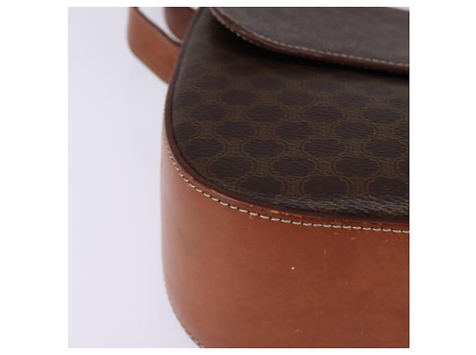 Céline Borsa a Spalla in Tela Macadam CELINE in Pelle PVC Marrone Oro Auth 145772 D'oro - vista 9