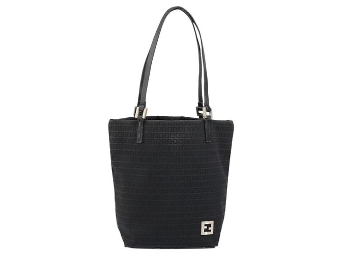 Fendi Borsa a mano in tela Zucchino nera Auth ep10842 Nero - vista 13