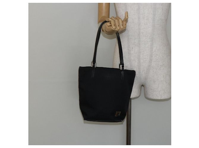 Fendi Borsa a mano in tela Zucchino nera Auth ep10842 Nero - vista 22