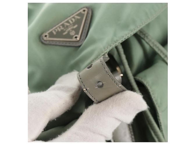 Mochila PRADA de nylon verde plata auténtica 143502 - vista 27