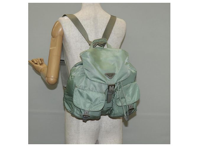 Mochila PRADA de nylon verde plata auténtica 143502 - vista 34