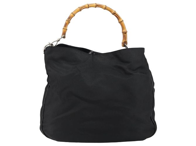 Borsa a mano in nylon Gucci Bamboo 2 in 1 Nero Argento 001 2404 1577 Auth gh771 - vista 2