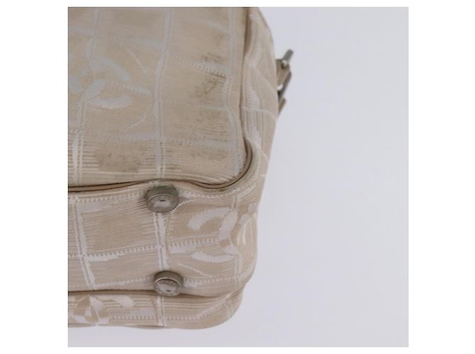 CHANEL Nuova Borsa da Viaggio in Nylon 2way Beige Argento CC Auth 145353 - vista 16