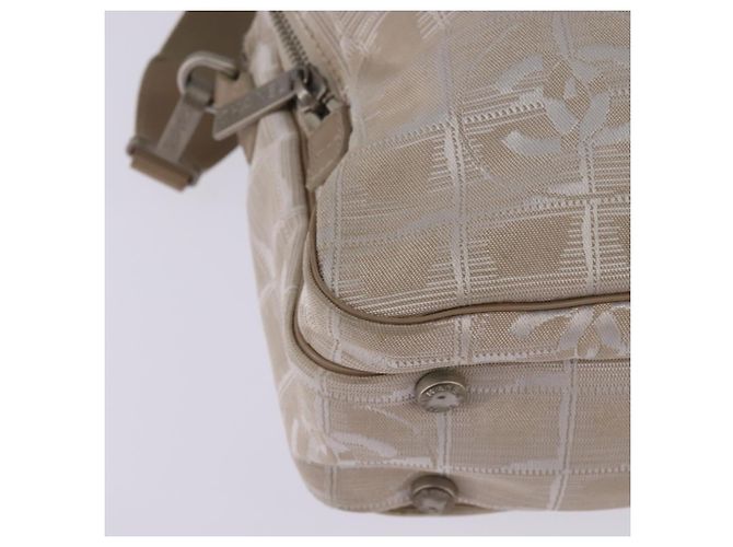 CHANEL Nuova Borsa da Viaggio in Nylon 2way Beige Argento CC Auth 145353 - vista 17