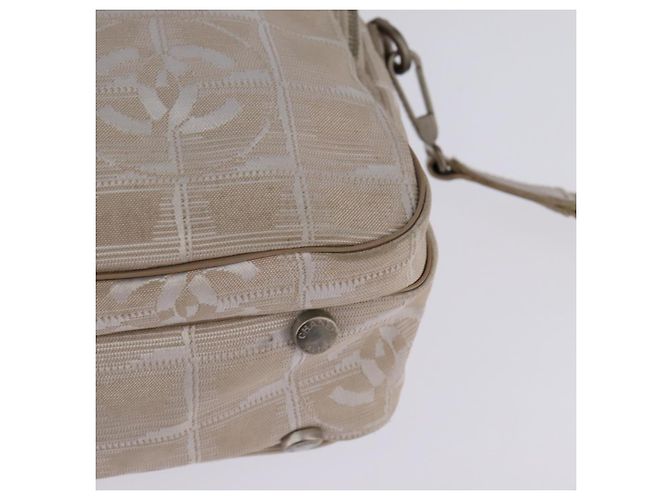 CHANEL Nuova Borsa da Viaggio in Nylon 2way Beige Argento CC Auth 145353 - vista 18