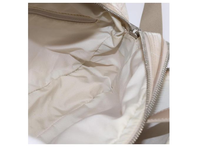 CHANEL Nuova Borsa da Viaggio in Nylon 2way Beige Argento CC Auth 145353 - vista 21