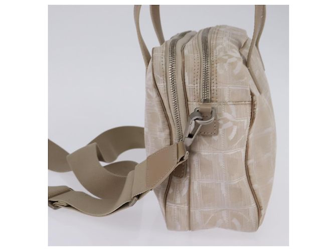 CHANEL Nuova Borsa da Viaggio in Nylon 2way Beige Argento CC Auth 145353 - vista 3