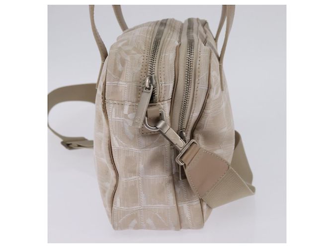 CHANEL Nuova Borsa da Viaggio in Nylon 2way Beige Argento CC Auth 145353 - vista 4