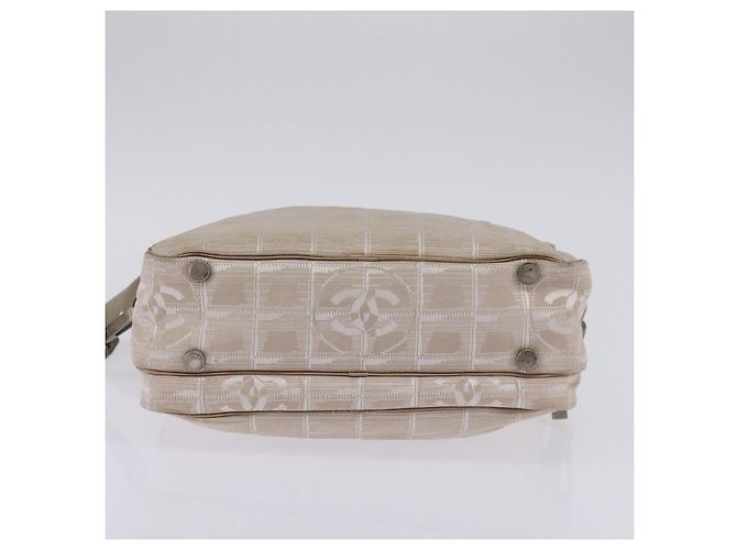 CHANEL Nuova Borsa da Viaggio in Nylon 2way Beige Argento CC Auth 145353 - vista 5