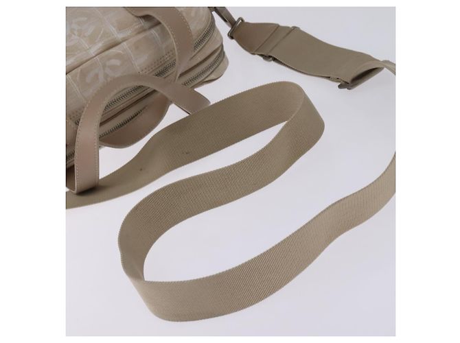 CHANEL Nuova Borsa da Viaggio in Nylon 2way Beige Argento CC Auth 145353 - vista 8
