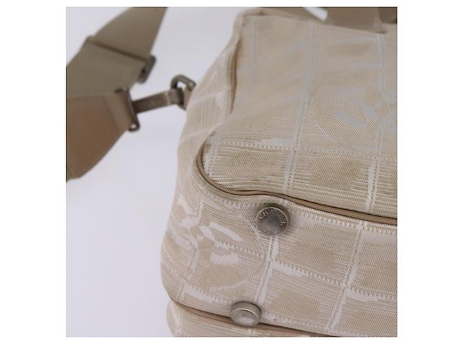 CHANEL Nuova Borsa da Viaggio in Nylon 2way Beige Argento CC Auth 145353 - vista 9