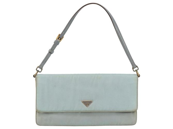 PRADA Sac à bandoulière en nylon bleu clair or Auth 143505 Doré - vue 13