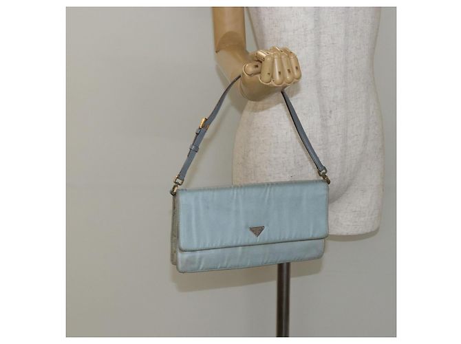 PRADA Sac à bandoulière en nylon bleu clair or Auth 143505 Doré - vue 23