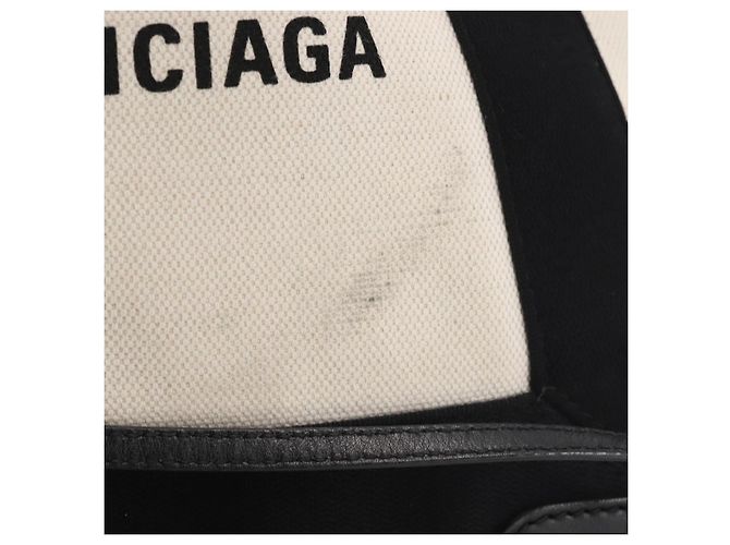 Borsa Cabas XS BALENCIAGA in tela e pelle blu navy, bianco, nero e argento 390346 Auth gh775 - vista 10